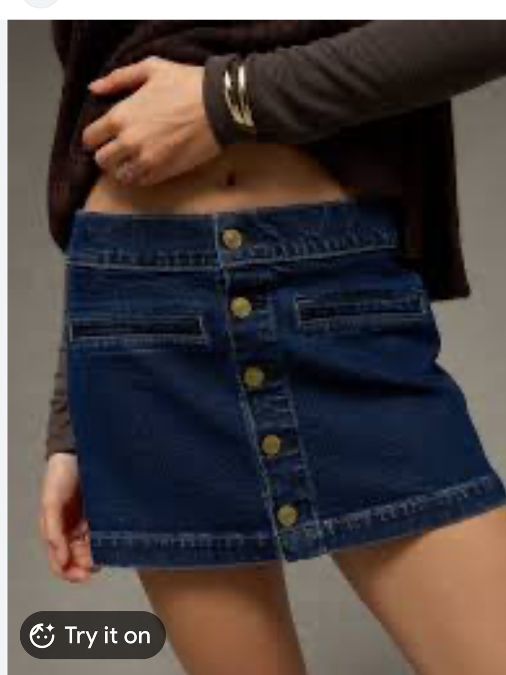 AE Stretch Low-Rise Denim Mini Skirt  in dark dreams